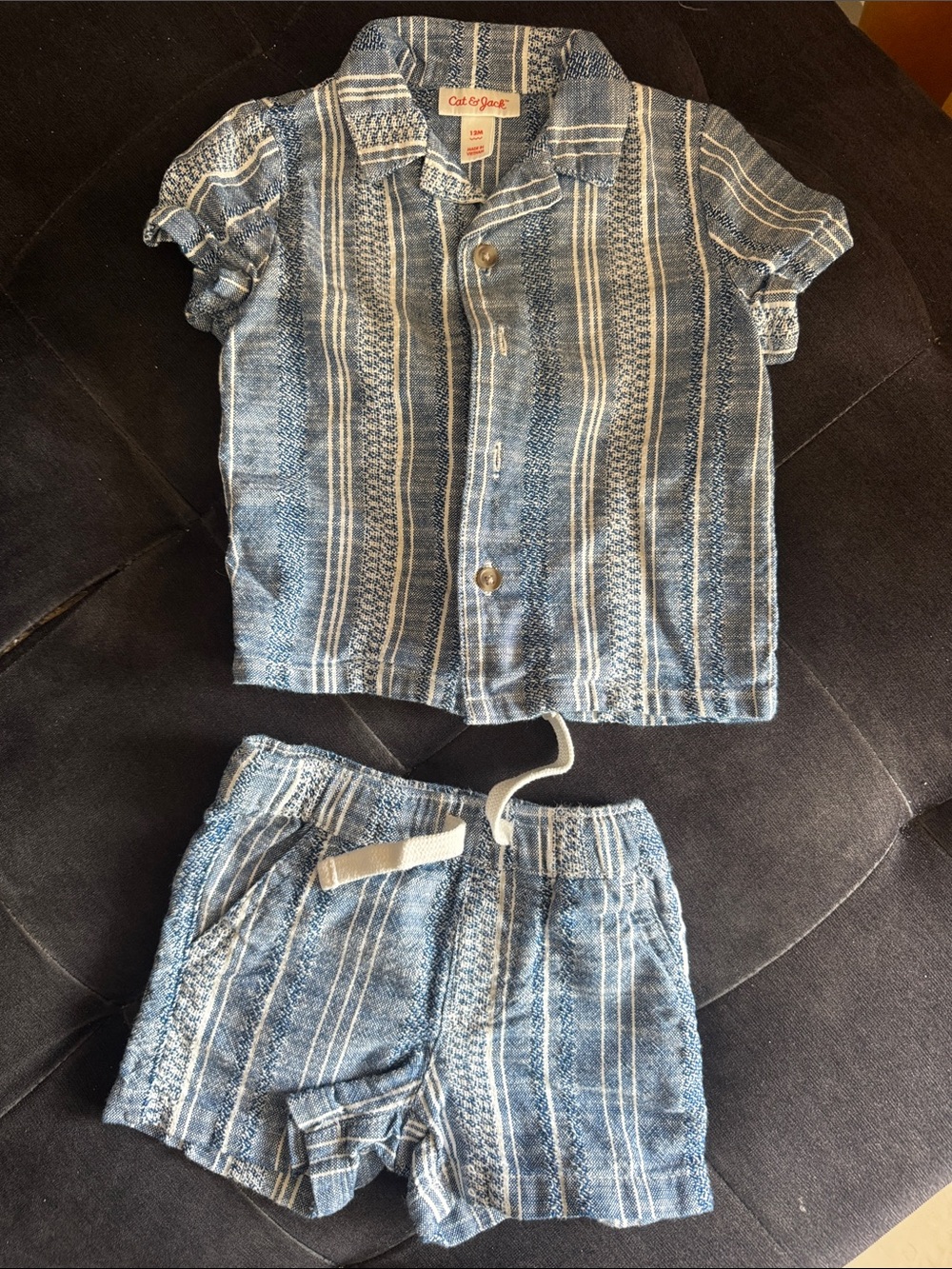 Cat & Jack Blue and White Striped Kids Pajama Set